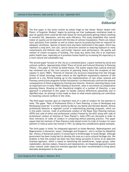 Institute of Town Planners, India Journal 12 X 3, July - September 2015
