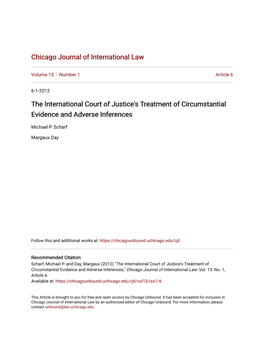 The International Court of Justice's Treatment of Circumstantial Evidence and Adverse Inferences