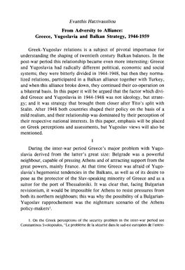 Evanthis Hatzivassiliou Greek-Yugoslav Relations Is A