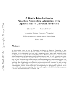 A Gentle Introduction to Quantum Computing Algorithms With