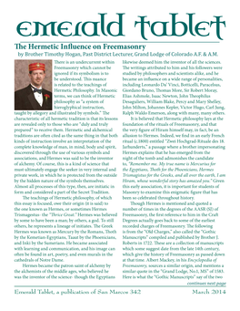 The Hermetic Influence on Freemasonry by Brother Timothy Hogan, Past District Lecturer, Grand Lodge of Colorado A.F