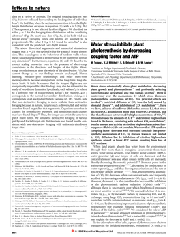 Water Stress Inhibits Plant Photosynthesis by Decreasing