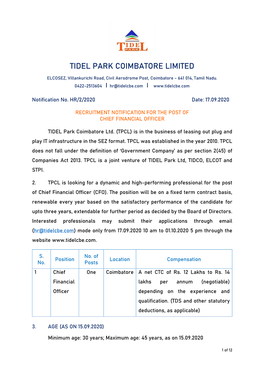 Tidel Park Coimbatore Limited