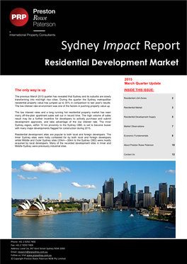 Sydney Impact Report: Residential Development Market March 2015