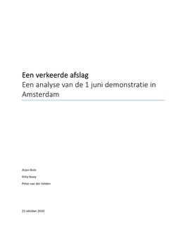 Een Verkeerde Afslag Een Analyse Van De 1 Juni Demonstratie in Amsterdam