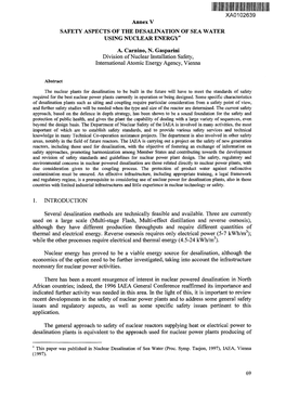 Safety Aspects of the Desalination of Sea Water Using Nuclear Energy*