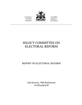 Report of the Select Committee on Electoral Reform