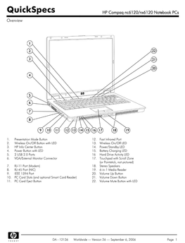 HP Compaq Nc6120/Nx6120 Notebook Pcs Overview