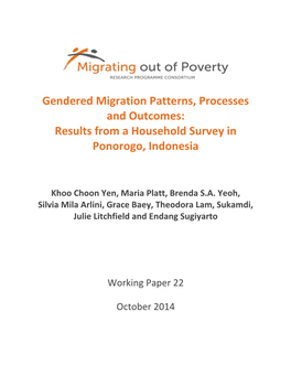 Gendered Migration Patterns, Processes and Outcomes: Results from a Household Survey in Ponorogo, Indonesia