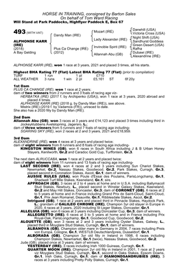 HORSE in TRAINING, Consigned by Barton Sales on Behalf of Tom Ward Racing Will Stand at Park Paddocks, Highflyer Paddock E, Box 67