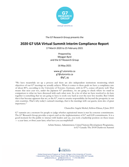 2020 G7 USA Virtual Summit Interim Compliance Report: WHO Support