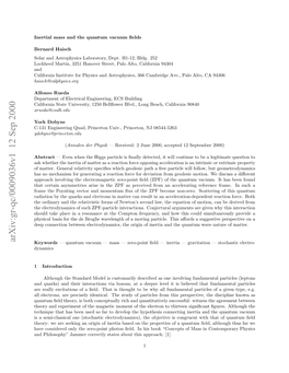 Inertial Mass and the Quantum Vacuum Fields