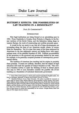 Butterfly Effects: the Possibilities of Law Teaching in a Democracy*