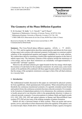 The Geometry of the Phase Diffusion Equation