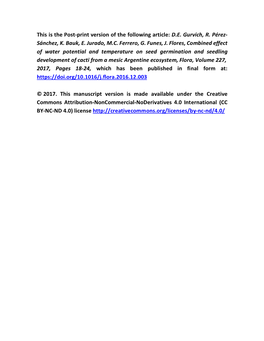 Combined Effect of Water Potential and Temperature on Seed Germination