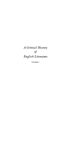 A Critical History English L'iterature