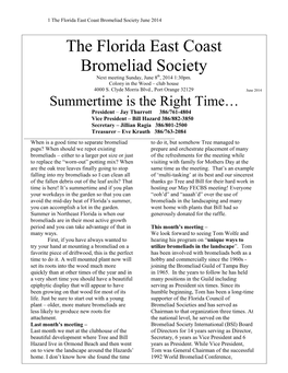 The Florida East Coast Bromeliad Society June 2014