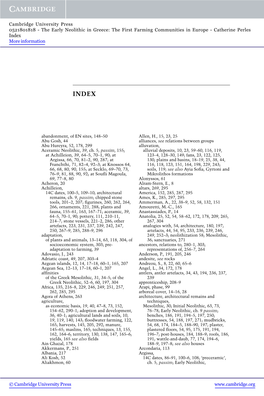 The Early Neolithic in Greece: the First Farming Communities in Europe - Catherine Perles Index More Information