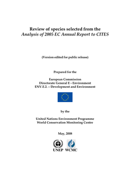 Review of Species Selected from the Analysis of 2004 EC Annual Report