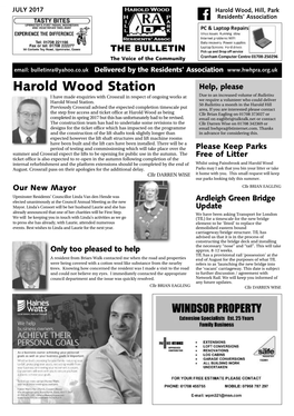 JULY 2017 Harold Wood, Hill, Park Residents’ Association