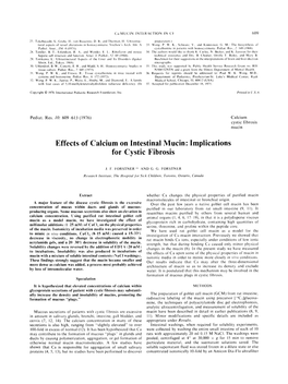 Effects of Calcium on Intestinal Mucin: Implications for Cystic Fibrosis