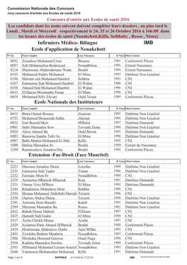 Infirmiers Médico- Bilingue IMB Ecole D'application De Nouakchott Ecole