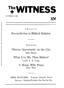 1964 the Witness, Vol. 49, No. 41. December 10, 1964