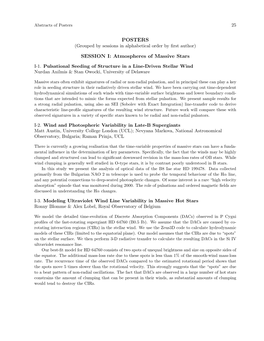 POSTERS SESSION I: Atmospheres of Massive Stars