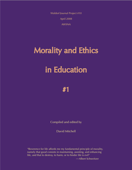 Morality and Ethics in Education