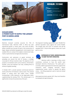 A Power Plant to Supply the Largest Port in Sierra Leone