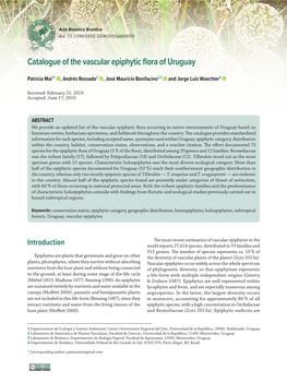 Catalogue of the Vascular Epiphytic Flora of Uruguay
