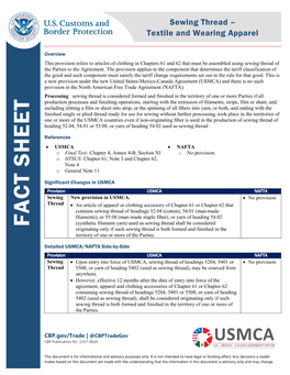 OT Fact Sheet: Sewing Thread