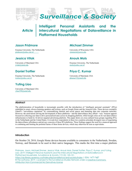 Article Intelligent Personal Assistants and the Intercultural Negotiations Of