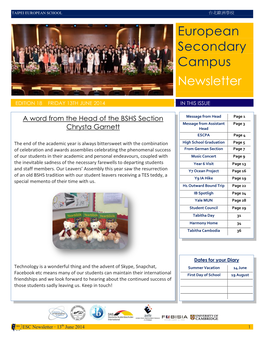 European Secondary Campus Newsletter