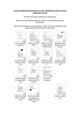 Local Resident Submissions to the Canterbury City Council Electoral Review