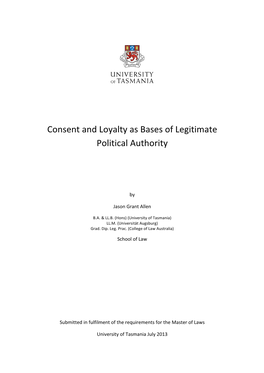 Consent and Loyalty As Bases of Legitimate Political Authority