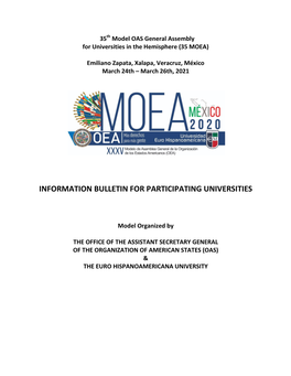 Information Bulletin for Participating Universities