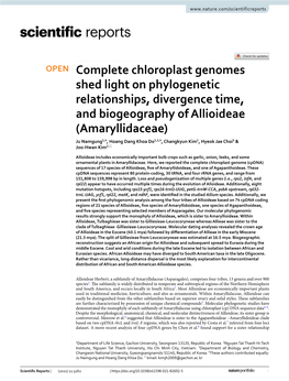 Complete Chloroplast Genomes Shed Light on Phylogenetic