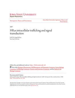 Hras Intracellular Trafficking and Signal Transduction Jodi Ho-Jung Mckay Iowa State University