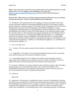 1.0 Introduction. This Method Describes the Sampling and Analysis Procedures of the Acetyl Acetone Colorimetric Method For