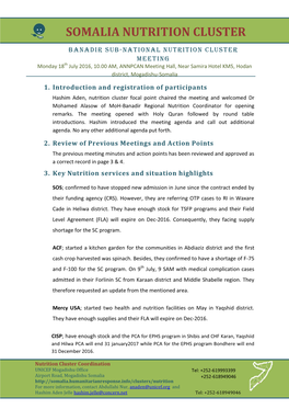 Somalia Nutrition Cluster