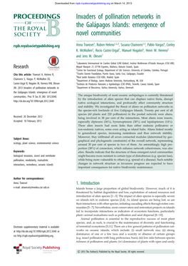 Invaders of Pollination Networks in the Galápagos