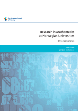 Research in Mathematics at Norwegian Universities