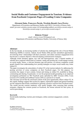 Social Media and Customer Engagement in Tourism: Evidence from Facebook Corporate Pages of Leading Cruise Companies