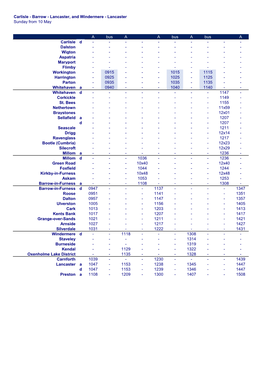 Carlisle - Barrow - Lancaster, and Windermere - Lancaster Sunday from 10 May