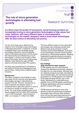 The Role of Micro-Generation Technologies in Alleviating Fuel