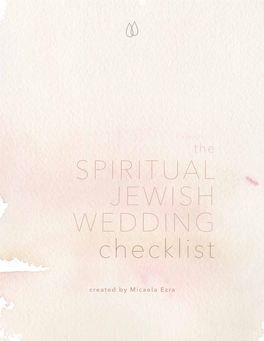 SPIRITUAL JEWISH WEDDING Checklist