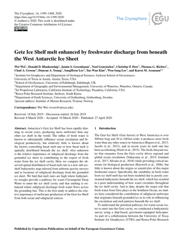 Article Is Available On- J.: the International Bathymetric Chart of the Southern Ocean Line At