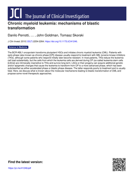 Chronic Myeloid Leukemia: Mechanisms of Blastic Transformation