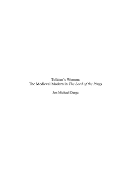 Tolkien's Women: the Medieval Modern in the Lord of the Rings